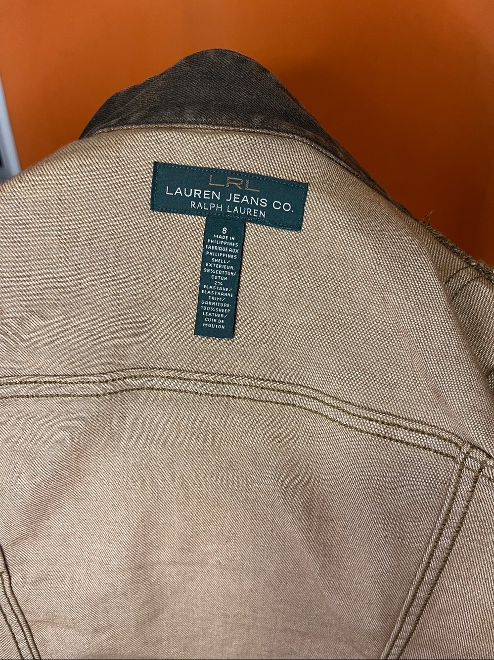 Ralph Lauren green label denim jacket with leather trim. - Picture 5 of 5